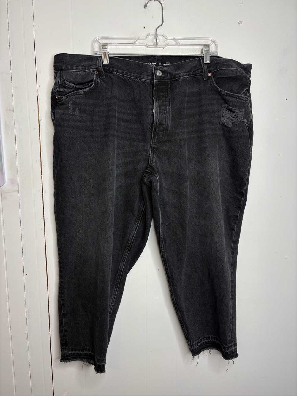 Old Navy Jeans Womens 22 High Rise Slouchy Taper Hidden Button Fly Cropped
